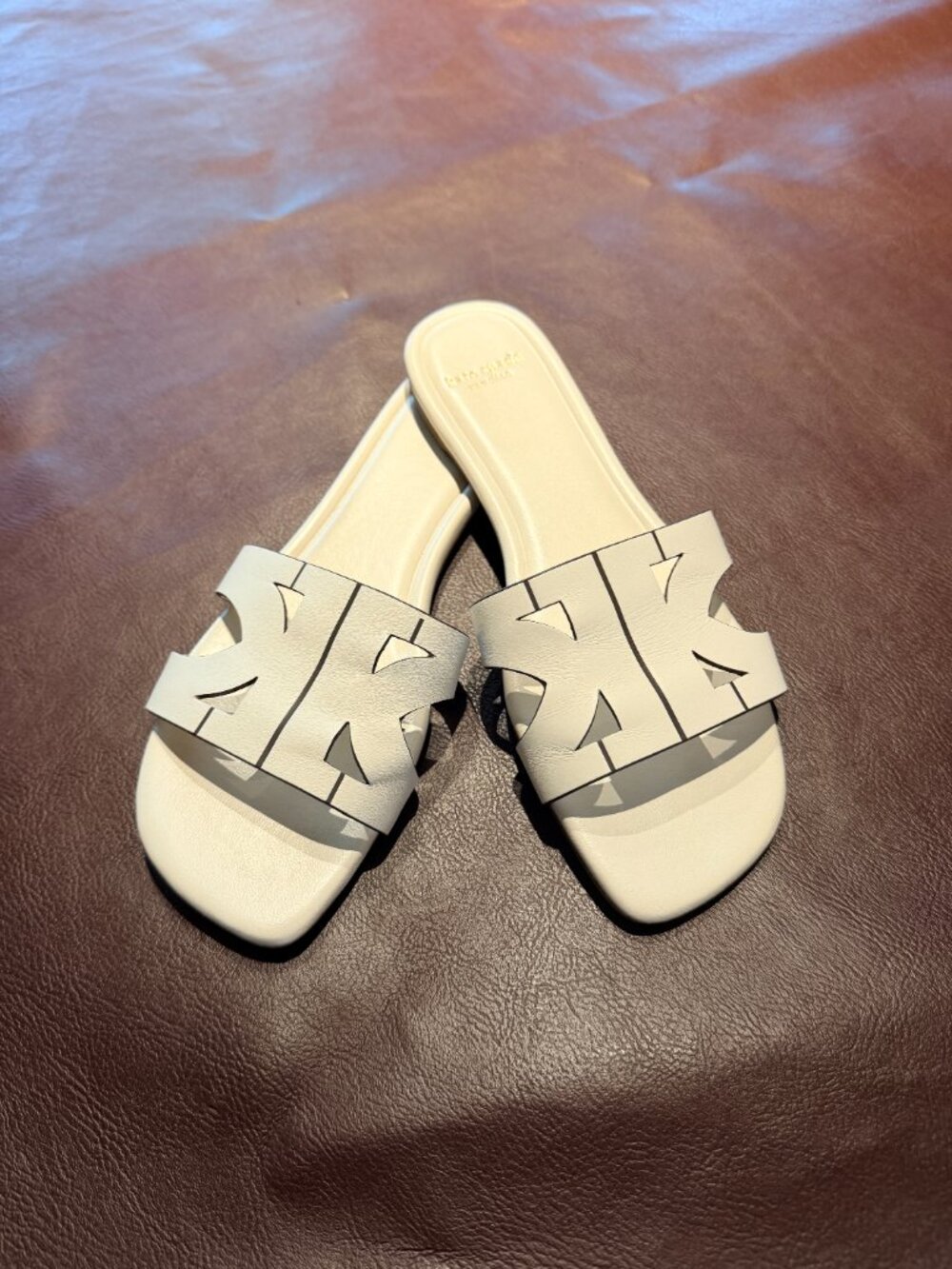 Like New Kate Spade White Slide Sandals